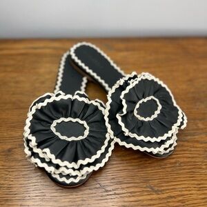 See By Chloe Size 36.5 • Black Flower Slip On Sandals Slides.